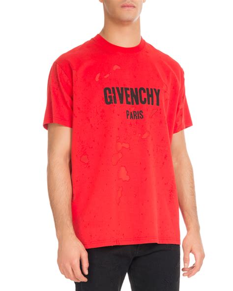 red givenchy distressed t shirt|red givenchy shirt.